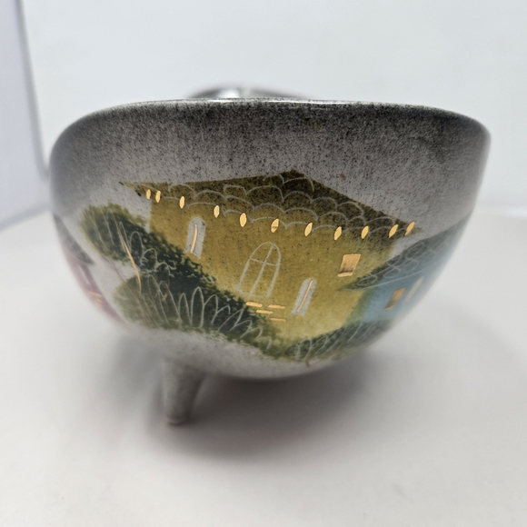 Vintage Sascha Brastoff MCM Flower Frog Bowl Gold Reflective Highlights Signed - Picture 4 of 14